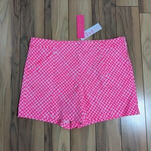 NWT! Lilly Pulitzer Arabeth Stretch Shorts Love Potion Pink Check Me Out Size 14